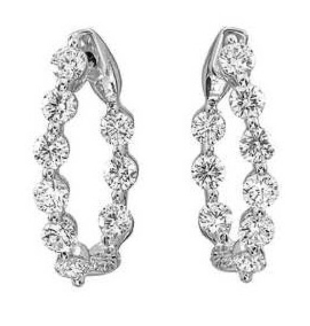 Korman Signature 18kt White Gold 3ct Diamond Inside Out Hoop Earrings