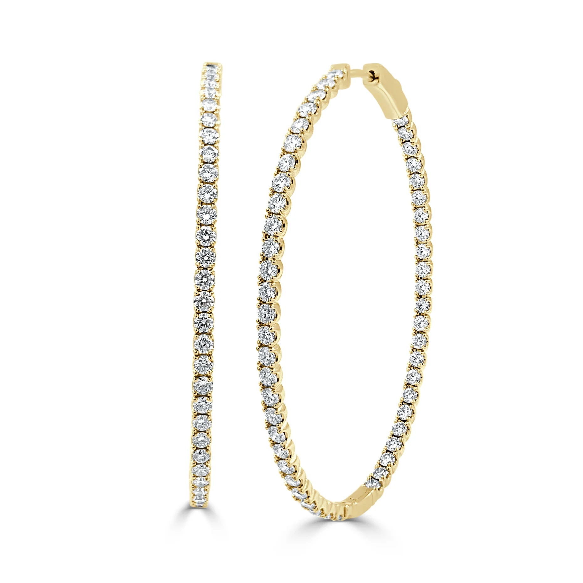 Korman Signature 14kt Yellow Gold Diamond Oval Hoop Earrings