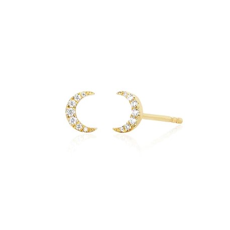 14kt Diamond Mini Moon Stud Earrings