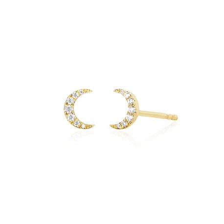 Korman Signature 14kt Yellow Gold Diamond Mini Moon Stud Earring