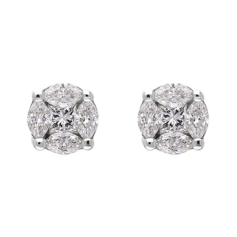 18kt Diamond Cluster Earrings