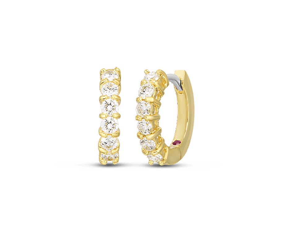 Roberto Coin 18kt Yellow Gold Small Diamond Hoop Earrings