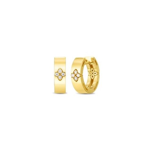 Roberto Coin 18kt Yellow Gold  Diamond Love In Verona Hoop Earrings