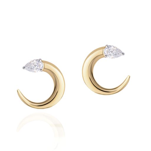 18kt Pear Diamond Crescent Fan Earrings