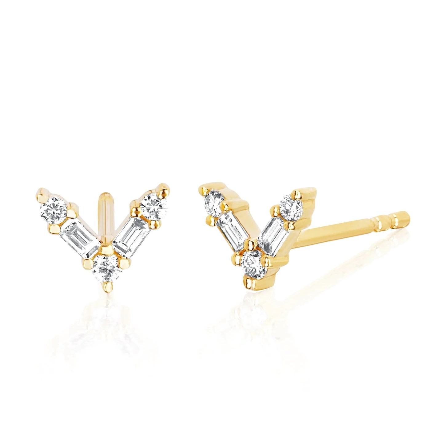 14kt Diamond Baguette Chevron Earrings