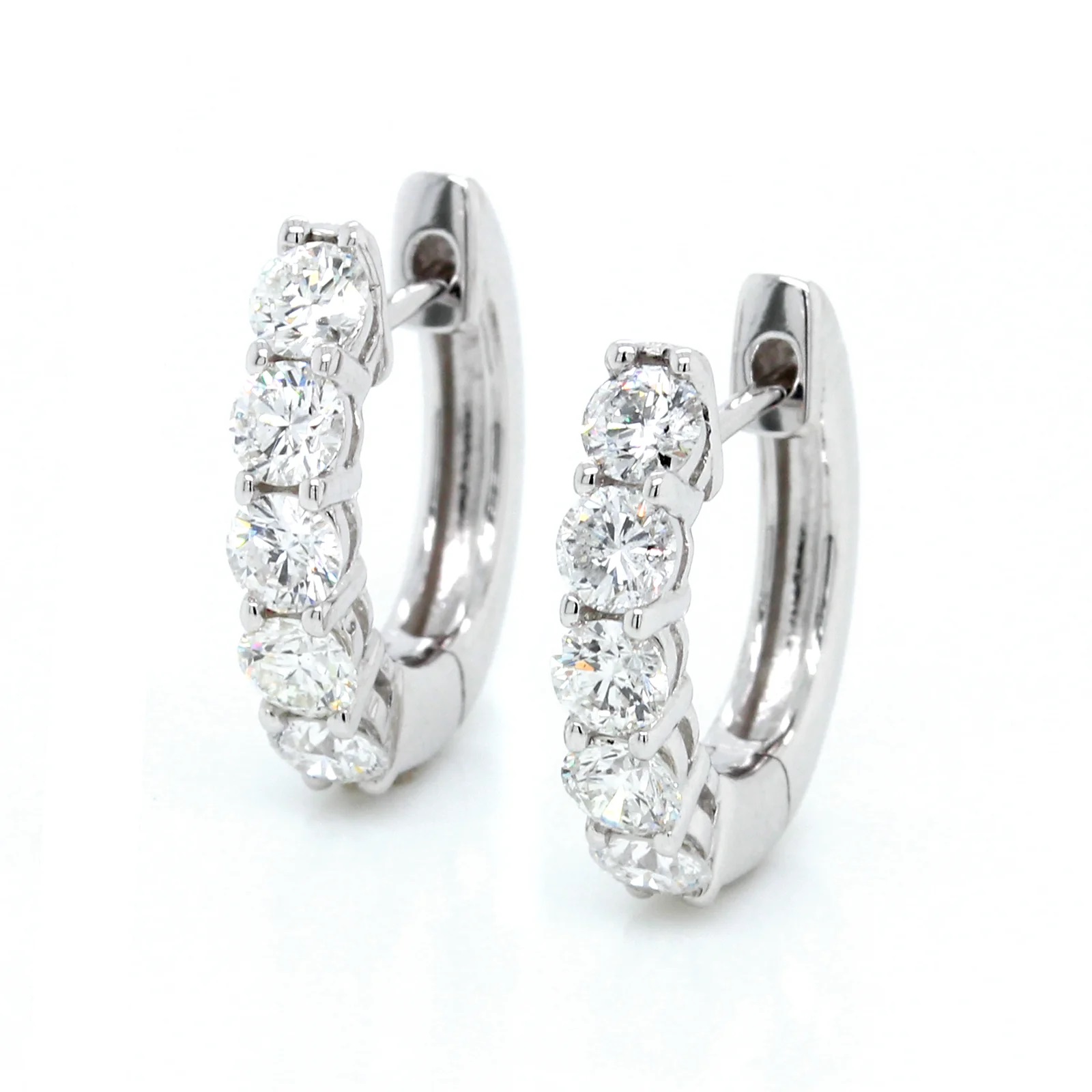 14kt Small Diamond Huggie Hoops