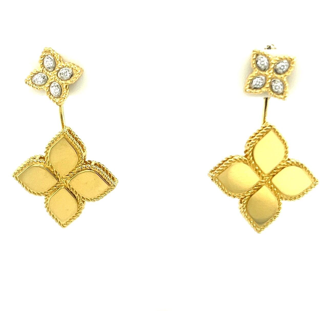 Roberto Coin Roberto Coin18kt Yellow And White Gold  Diamond  Princess Flower Earrings