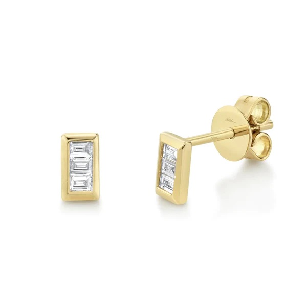 Korman Signature 14kt Yellow Gold Diamond Baguette Stud Earrings