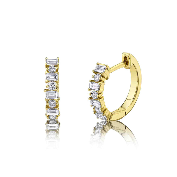 Korman Signature14kt Alternating Diamond Huggie Hoops