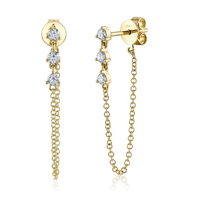 Korman Signature 14kt Yellow Gold Diamond Drop Chain Earring