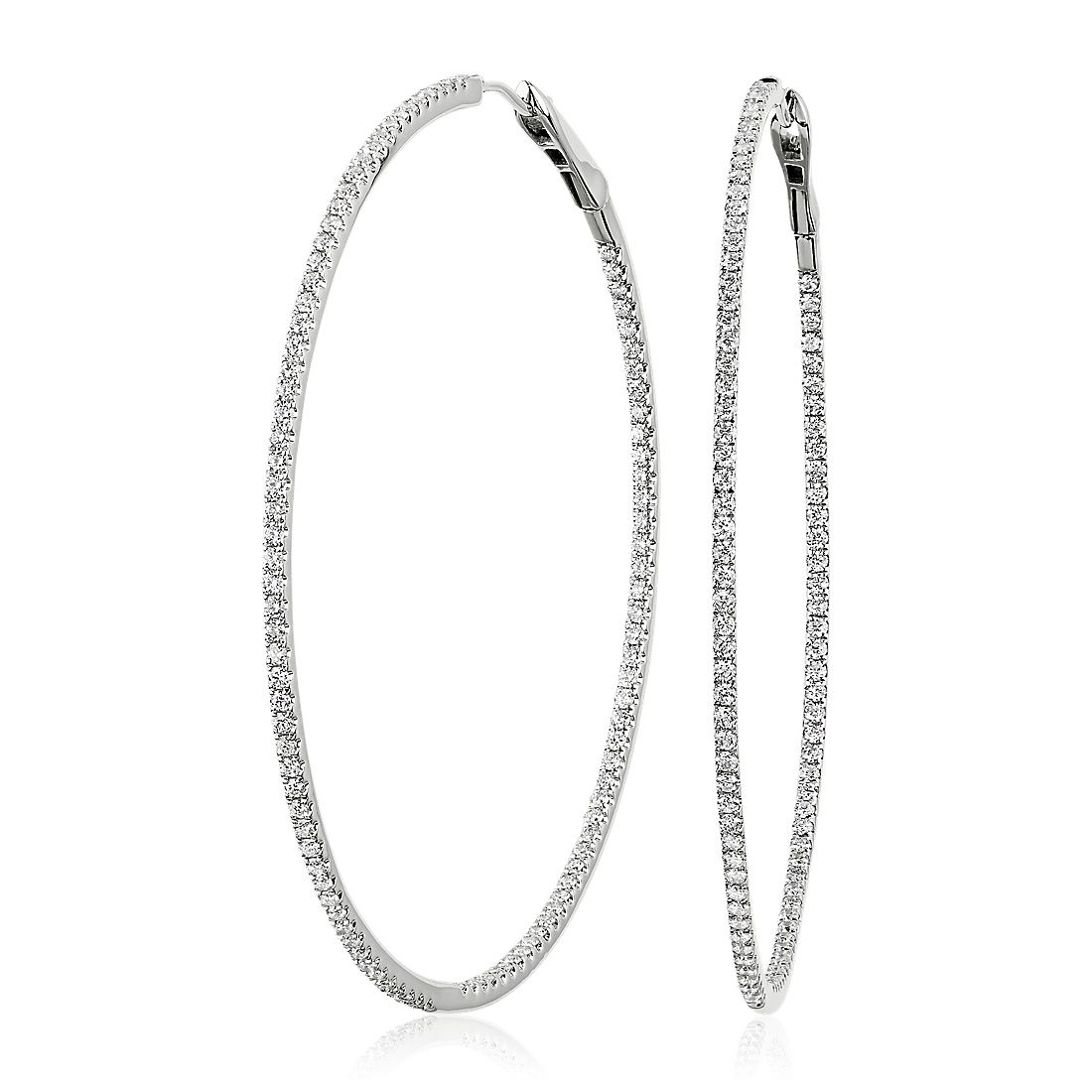 Korman Signature 14kt White Gold Large Thin Diamond Hoops