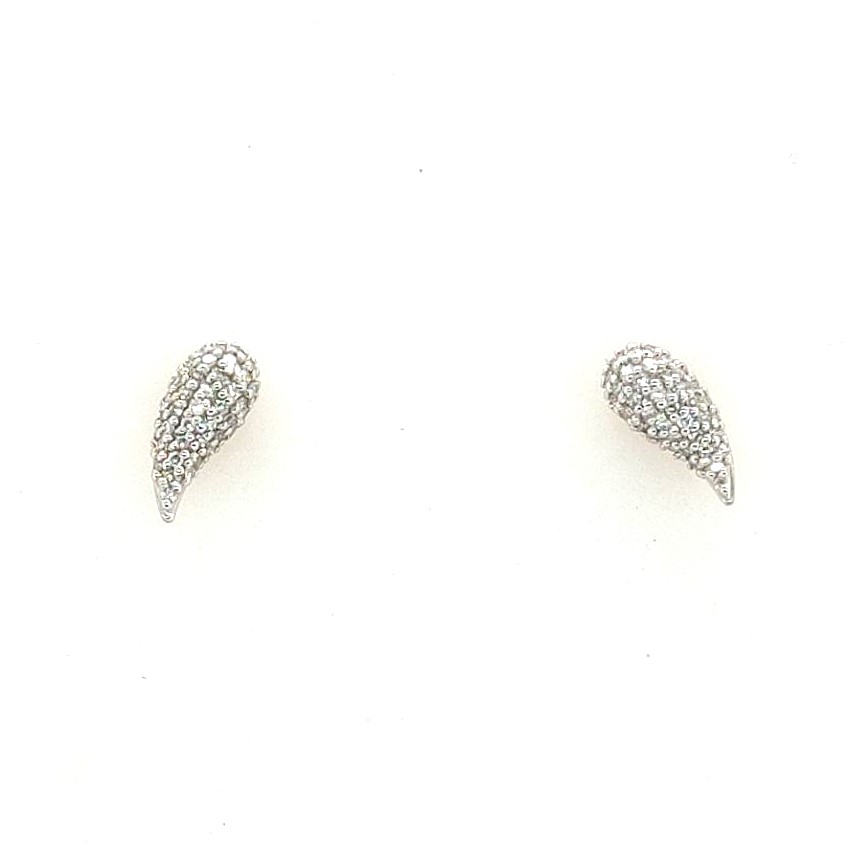 Phillips House 14k Yellow Gold and Pave Diamond Perennial Petal Stud Earrings (pair)