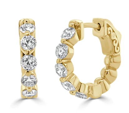 14k Gold & Diamond Huggie Hoop Earrings