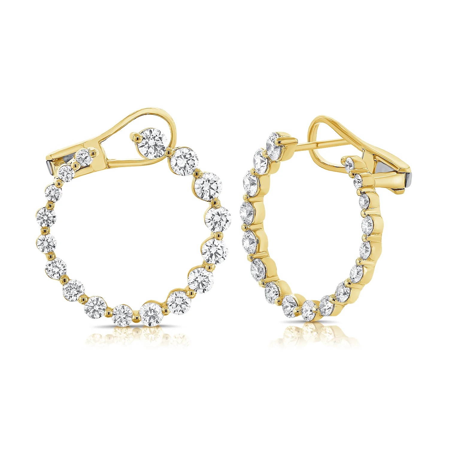 Korman Signature 14kt Yellow Gold & Diamond Circular Front-facing Hoop Earrings