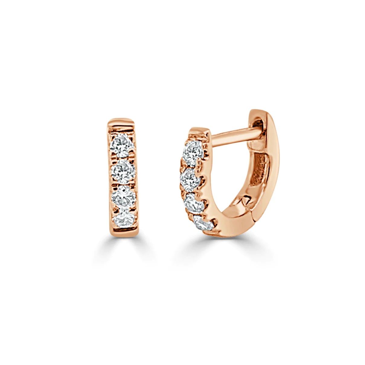 14k Gold & Diamond Tiny Huggie Earrings