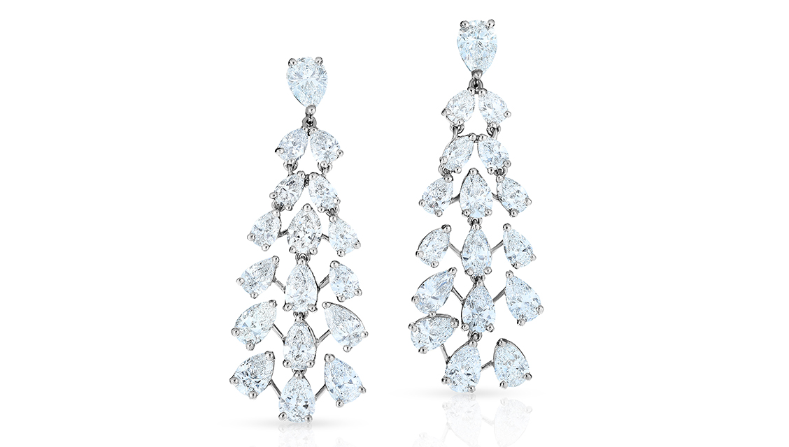Oscar Heyman Platinum 13.17ctw 34 Fg Vs Pear Diamond Drop Earrings