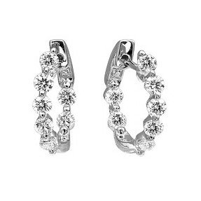 Korman Signature 18kt White Gold Diamond Inside Out Hoop Earrings