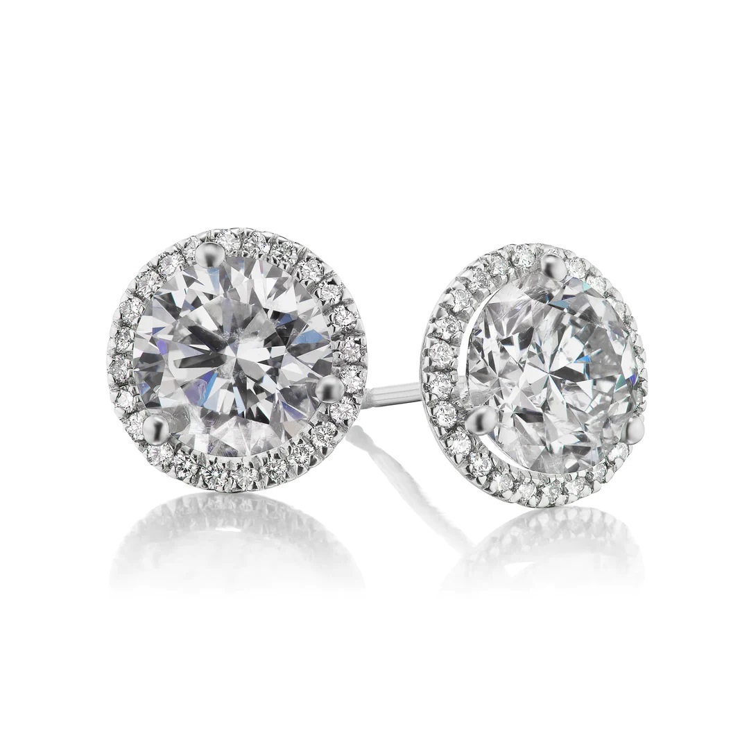 Korman Signature 18kt White Gold and Diamond Halo Earrings