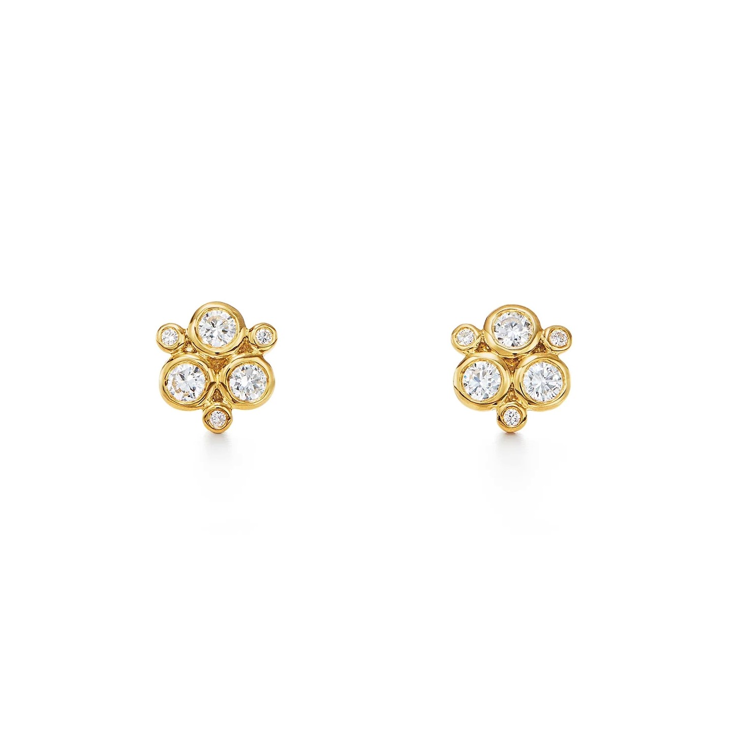 Temple St. Clair - 18k Yellow Gold Trio Diamond Earring Studs 12d=0.47ctw G/vs1 (pair)