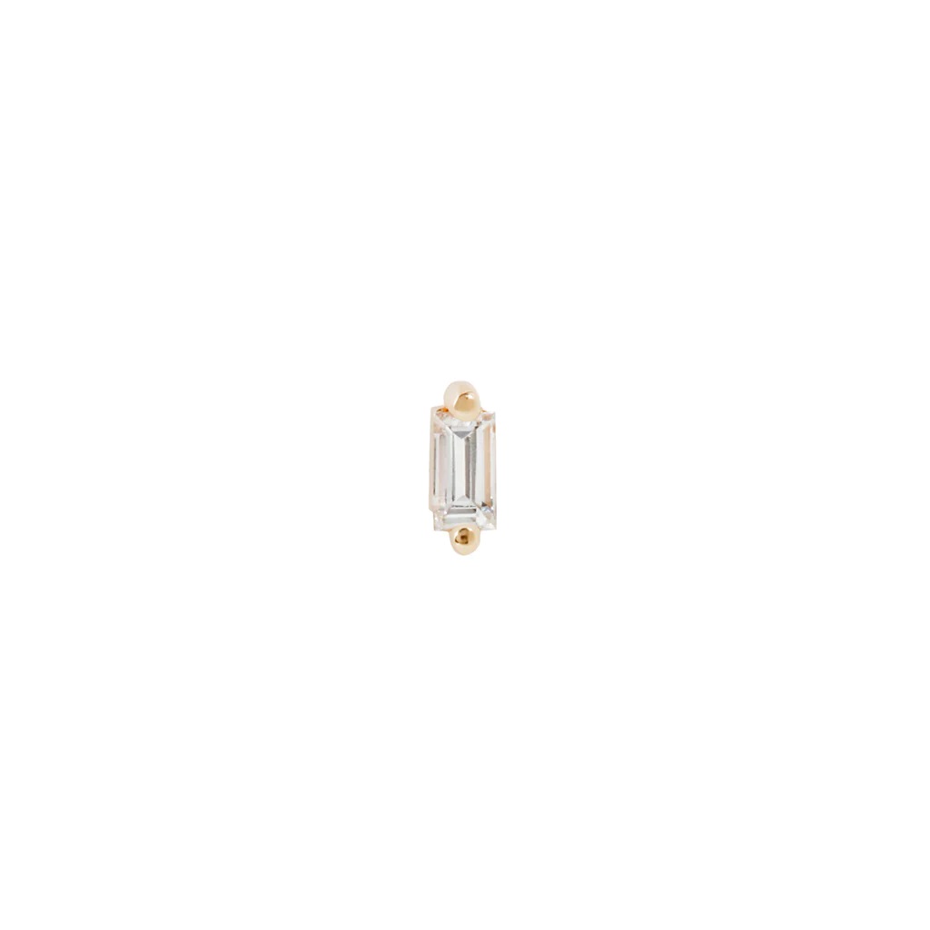 14kt Paris Baguette Diamond Threadless Stud Earring