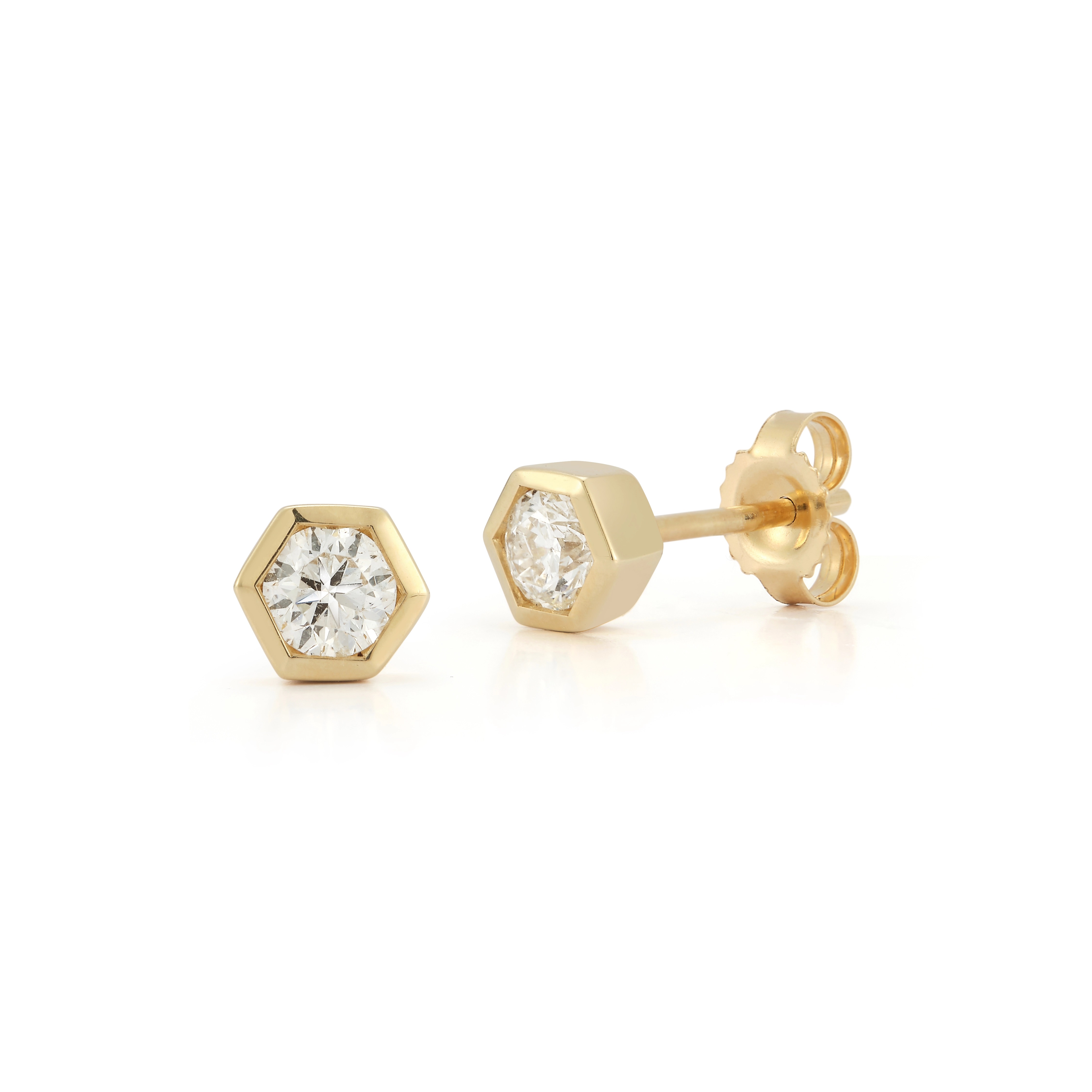 14kt Diamond Octagon Stud Earrings