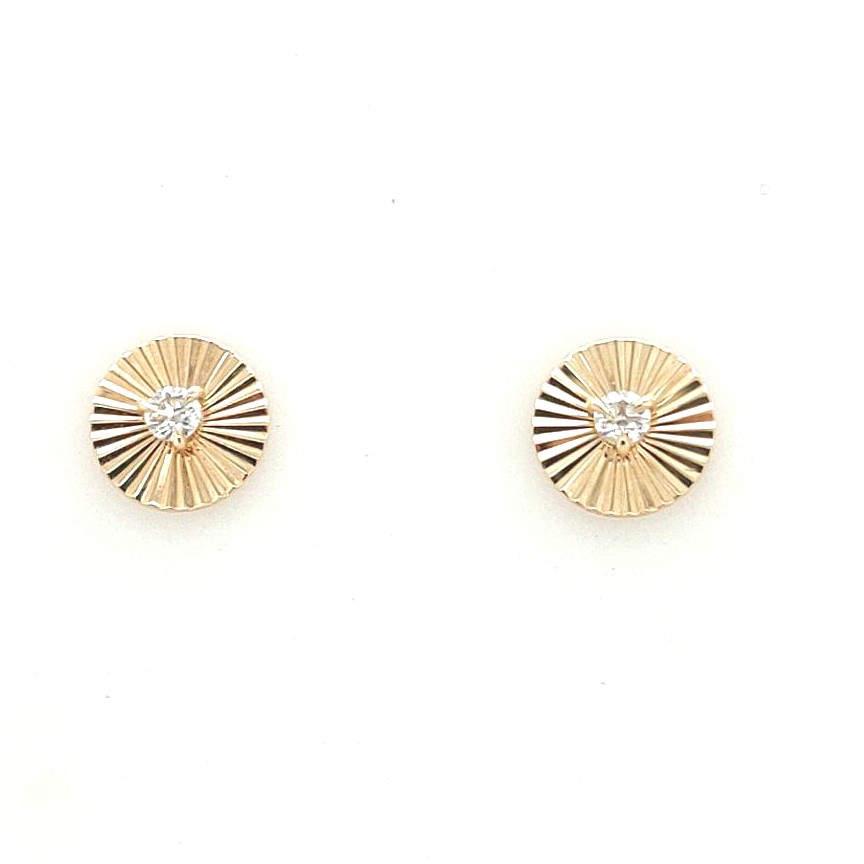 Phillips House 14kt Yellow Gold Single Round Diamond Mini Aura Stud Earrings