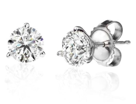 18k White Gold 0.90ctw Round Diamond Gh I1, 3 Prong Martini Set Solitaire Stud Earrings