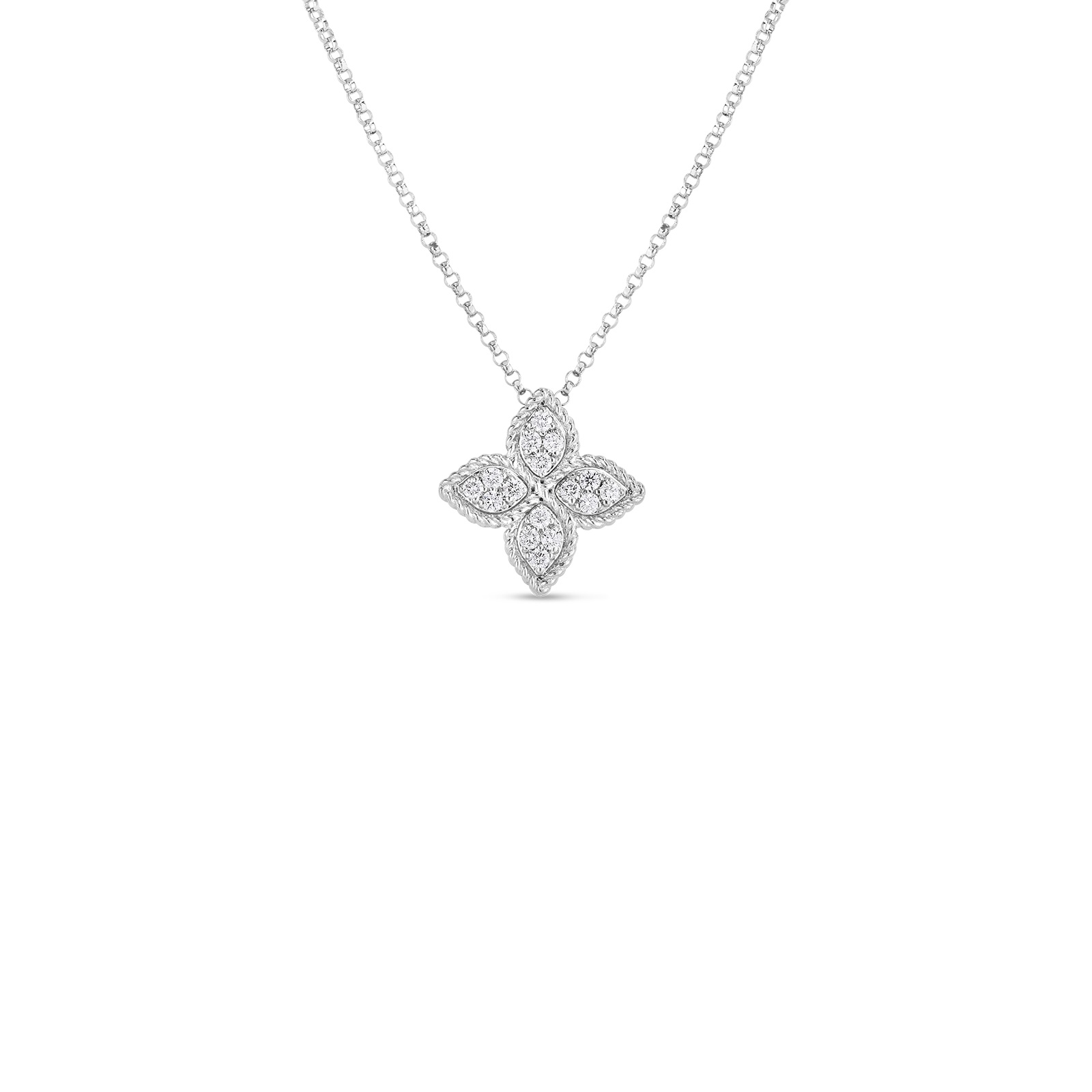 18kt Princess Flower Medium Pendant Necklace