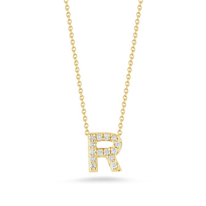 18kt Diamond 'r' Initial Necklace