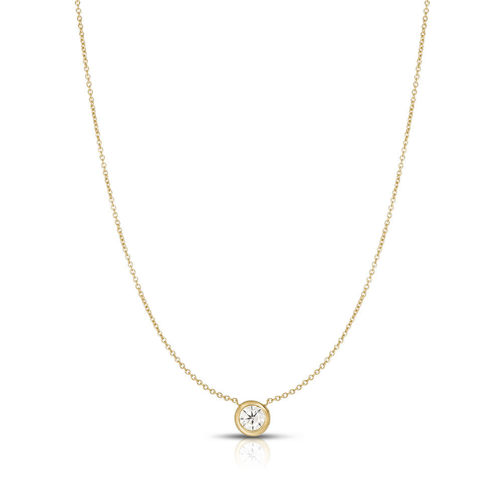 Roberto Coin 18kt Yellow Gold  Bezel Set Diamond Pendant Necklace