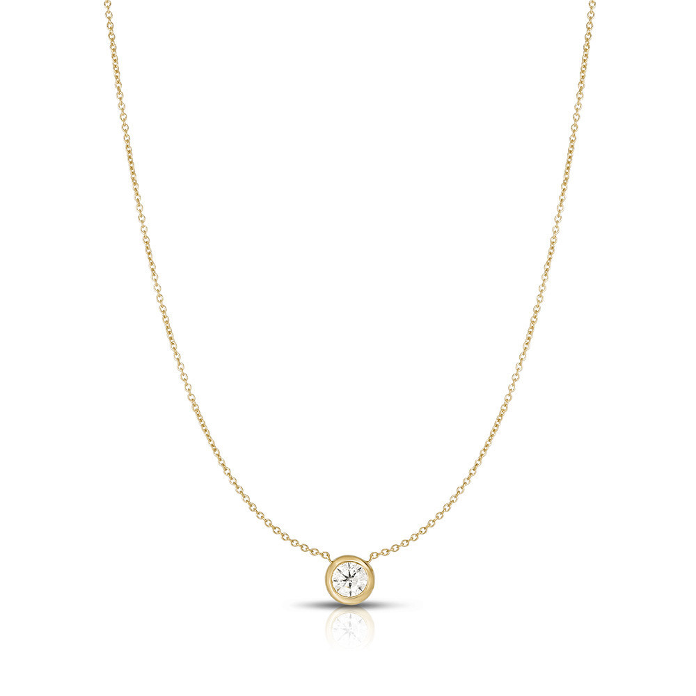 18kt Bezel Set Diamond Pendant Necklace