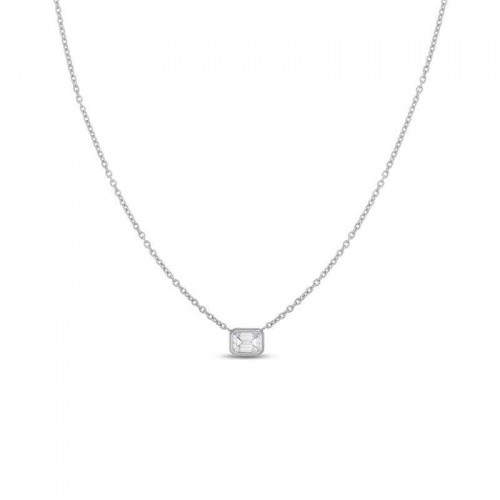 18kt Emerald Cut Bezel Set Pendant Necklace