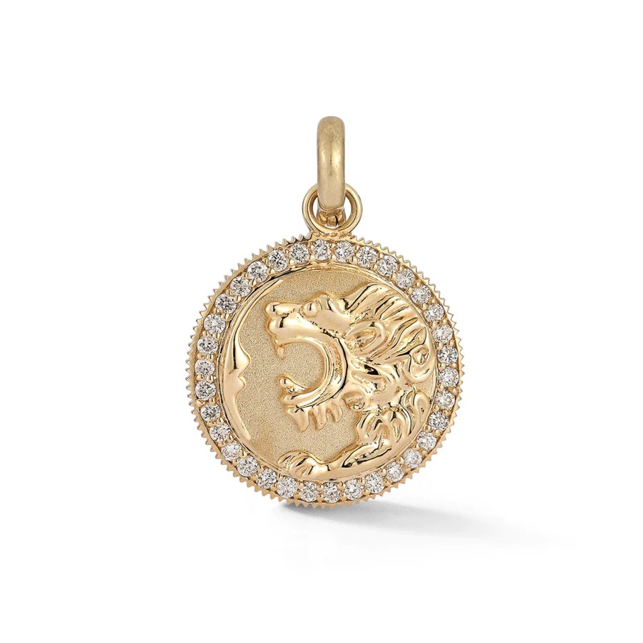 14kt Victorian Lion Olive Medallion Charm