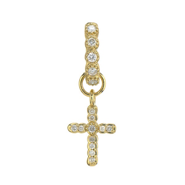 18kt Petite Pave Cross Earring Charm