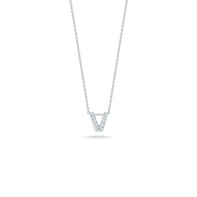 18kt Diamond 'v' Initial Necklace