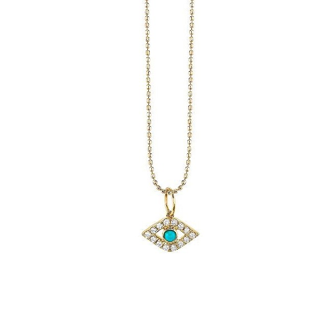 14kt Large Evil Eye Pendant Necklace