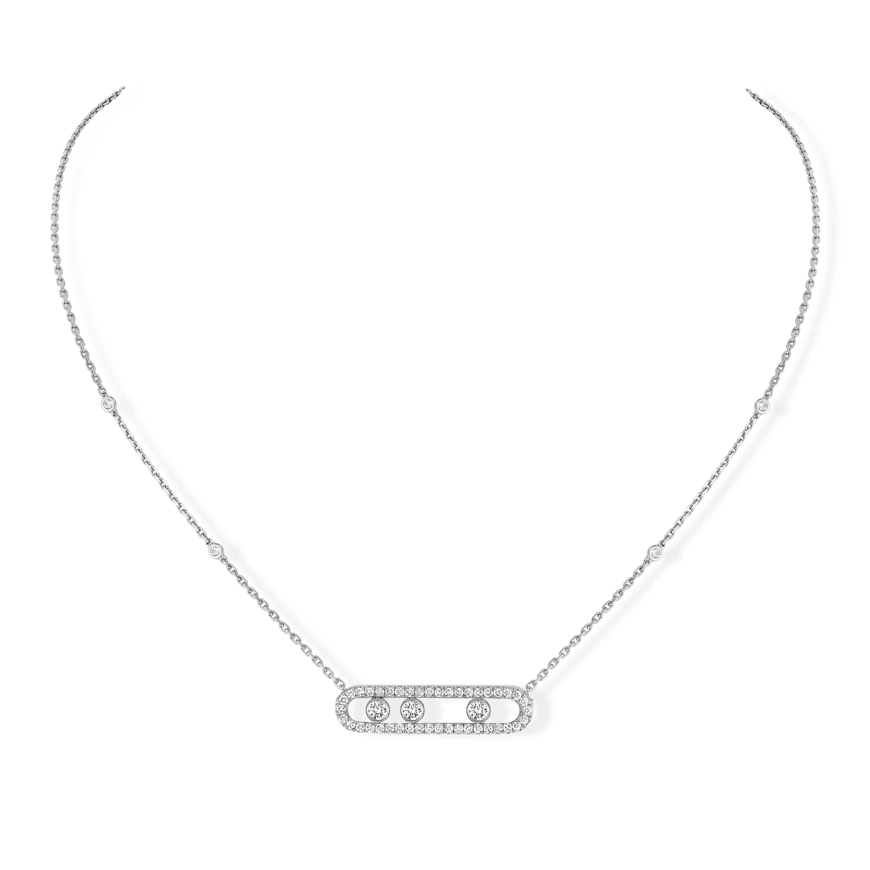 Messika 18kt White Gold Move Pave Necklace