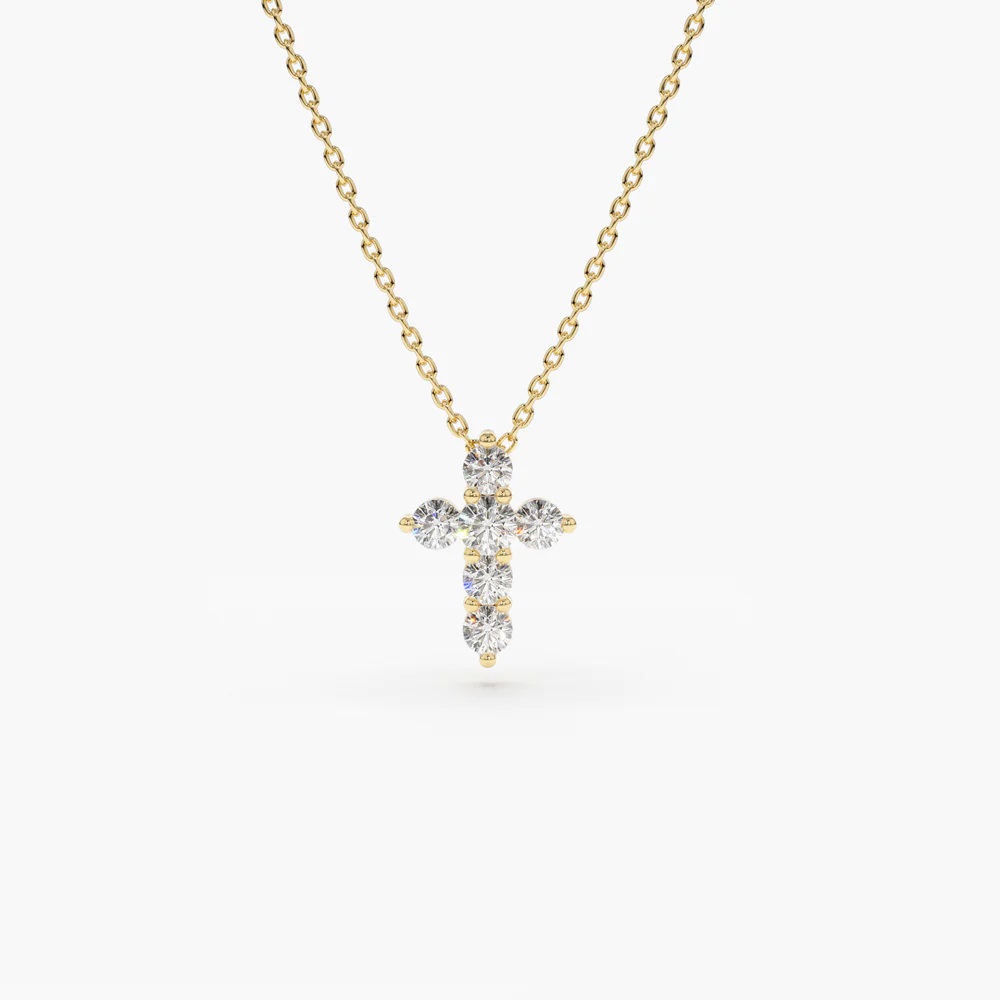 14kt Small Diamond Cross Pendant Necklace