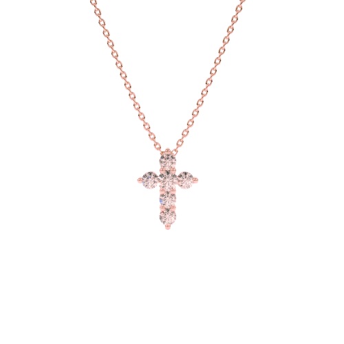 14kt Small Diamond Cross Pendant Necklace