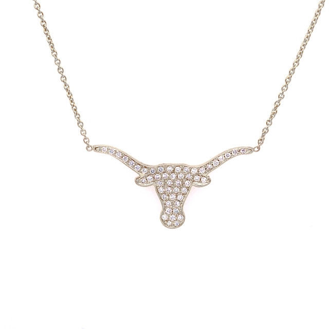 Korman Signature 18kt Medium Diamond Longhorn Necklace White Gold