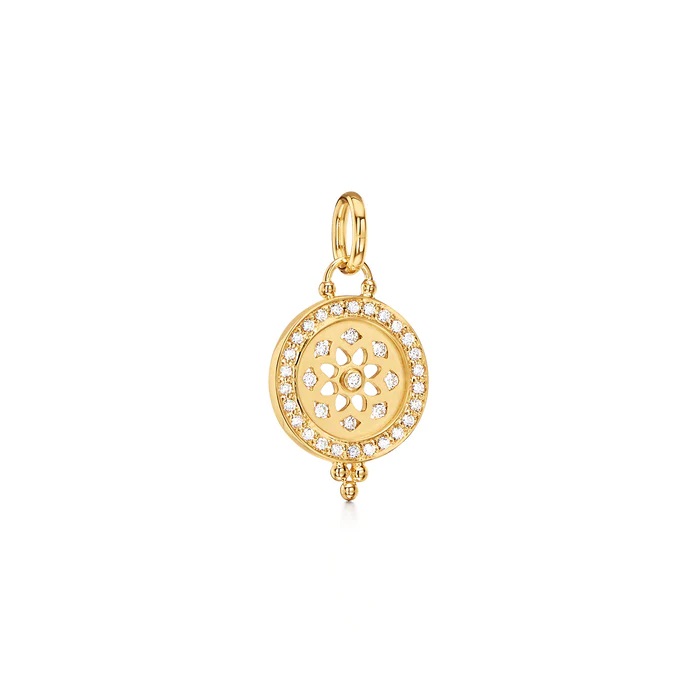 18kt Pavé Halo Mandala Cutout Pendant