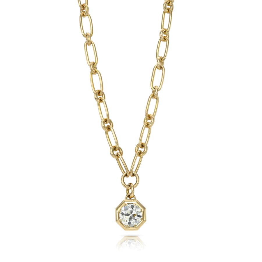 18kt Round Diamond Pendant Necklace
