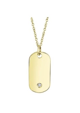 14kt Bezel Set Dog Tag Pendant Necklace