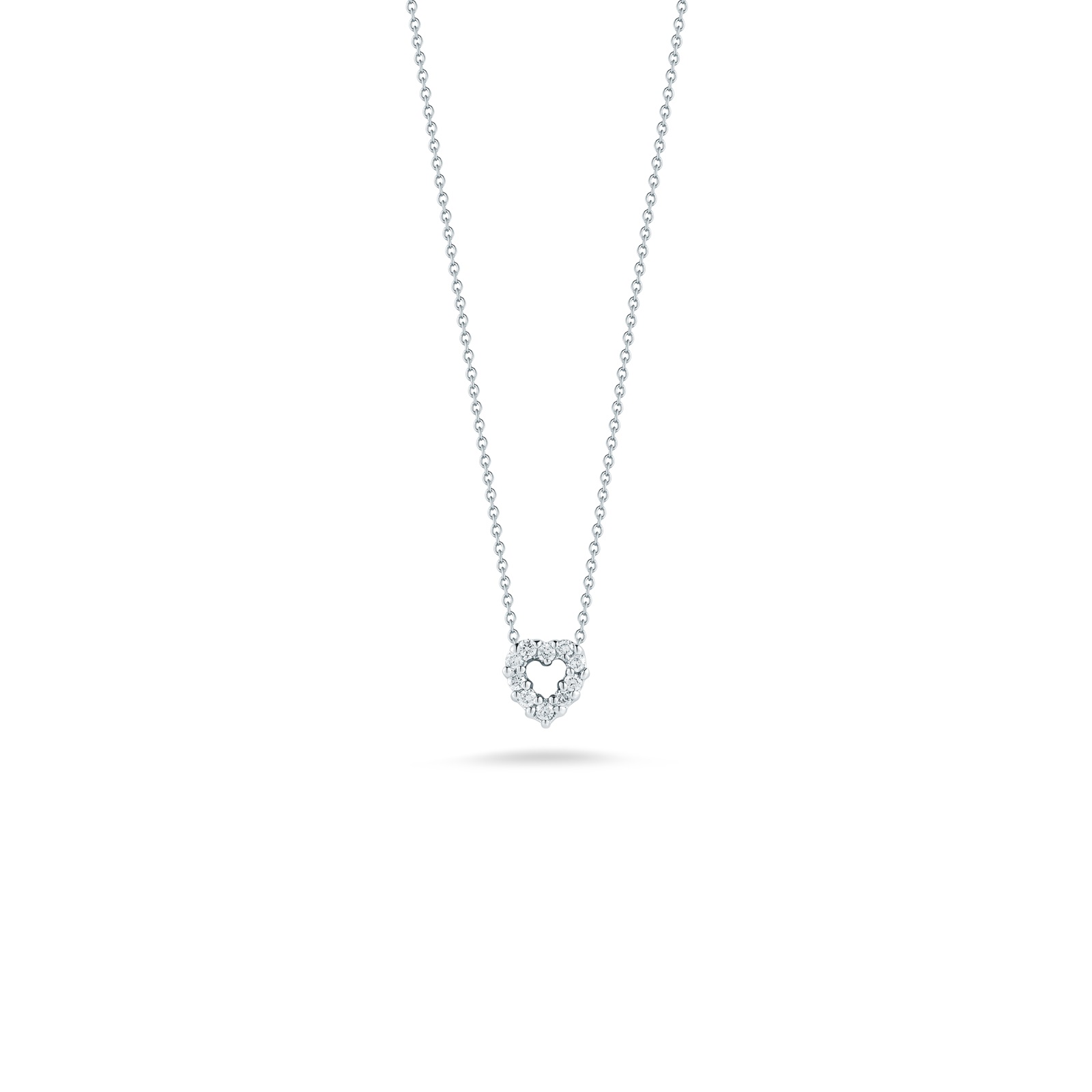 Roberto Coin 18kt White Gold Baby Diamond Heart Necklace