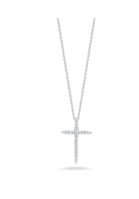 Roberto Coin 18kt White Gold Diamond Cross Pendant Necklace