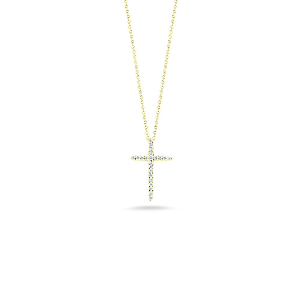 Roberto Coin 18kt Yellow Gold Pave Diamond Cross Pendant Necklace