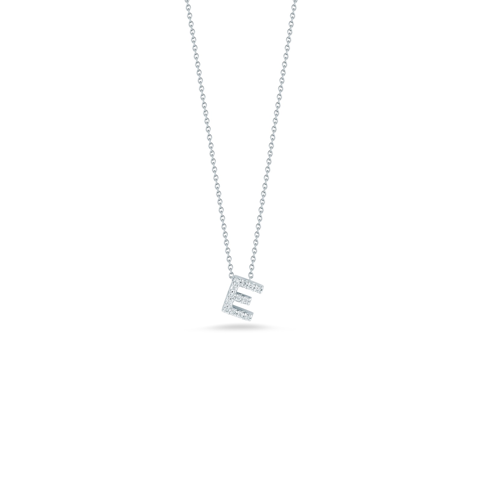Roberto Coin 18kt White Gold Diamond 'E' Initial Necklace