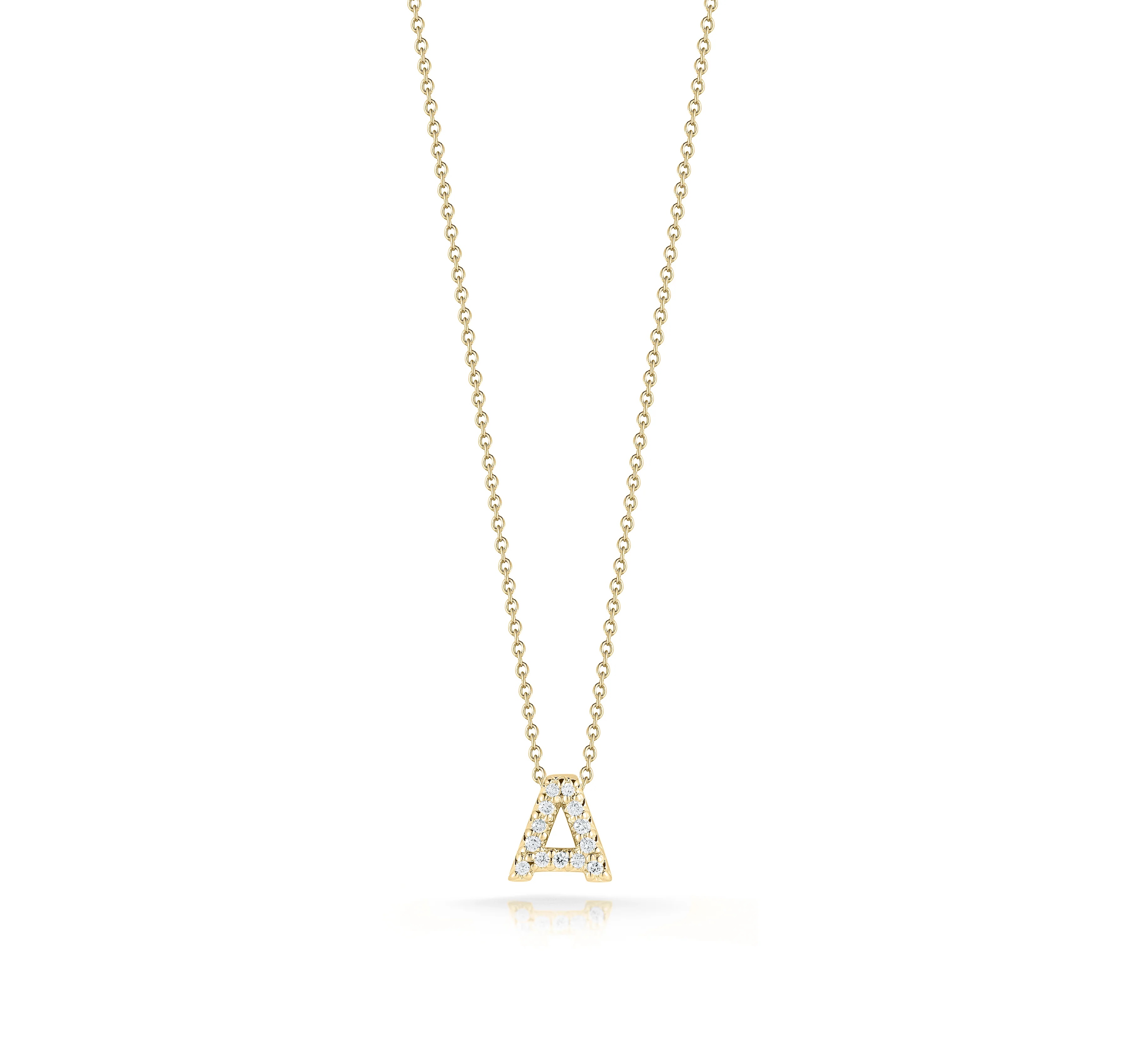 Roberto Coin 18K Yellow Gold and Diamond Initial Love Letter Pendant  Necklace, 16