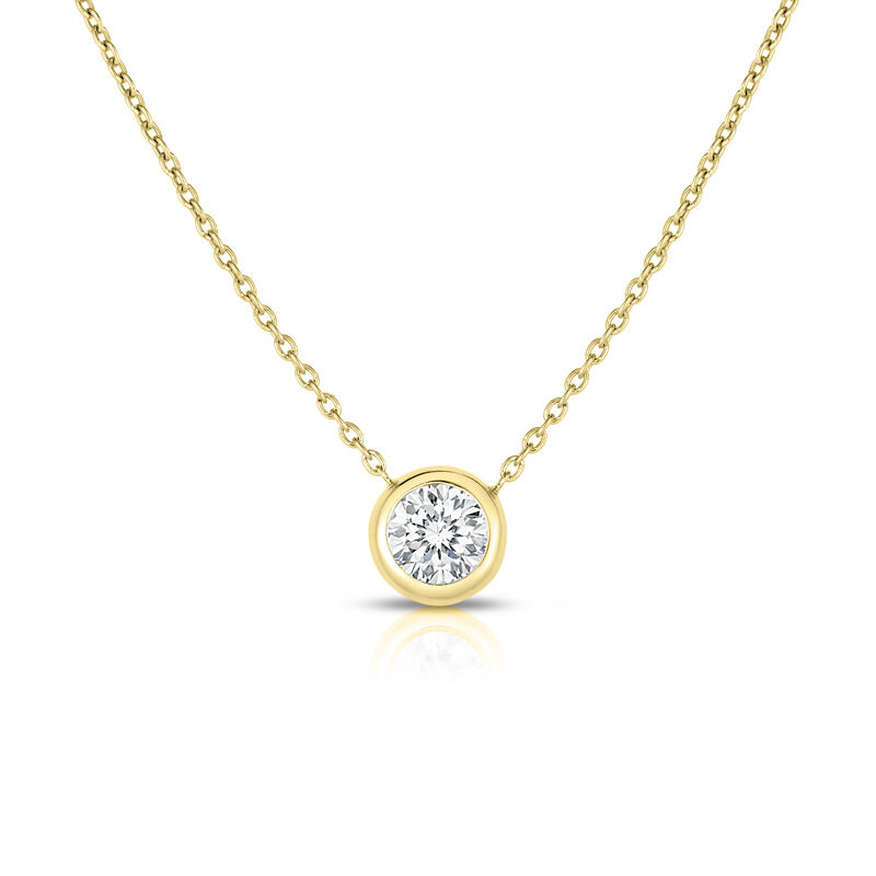 18kt Single Bezel Diamond Pendant Necklace