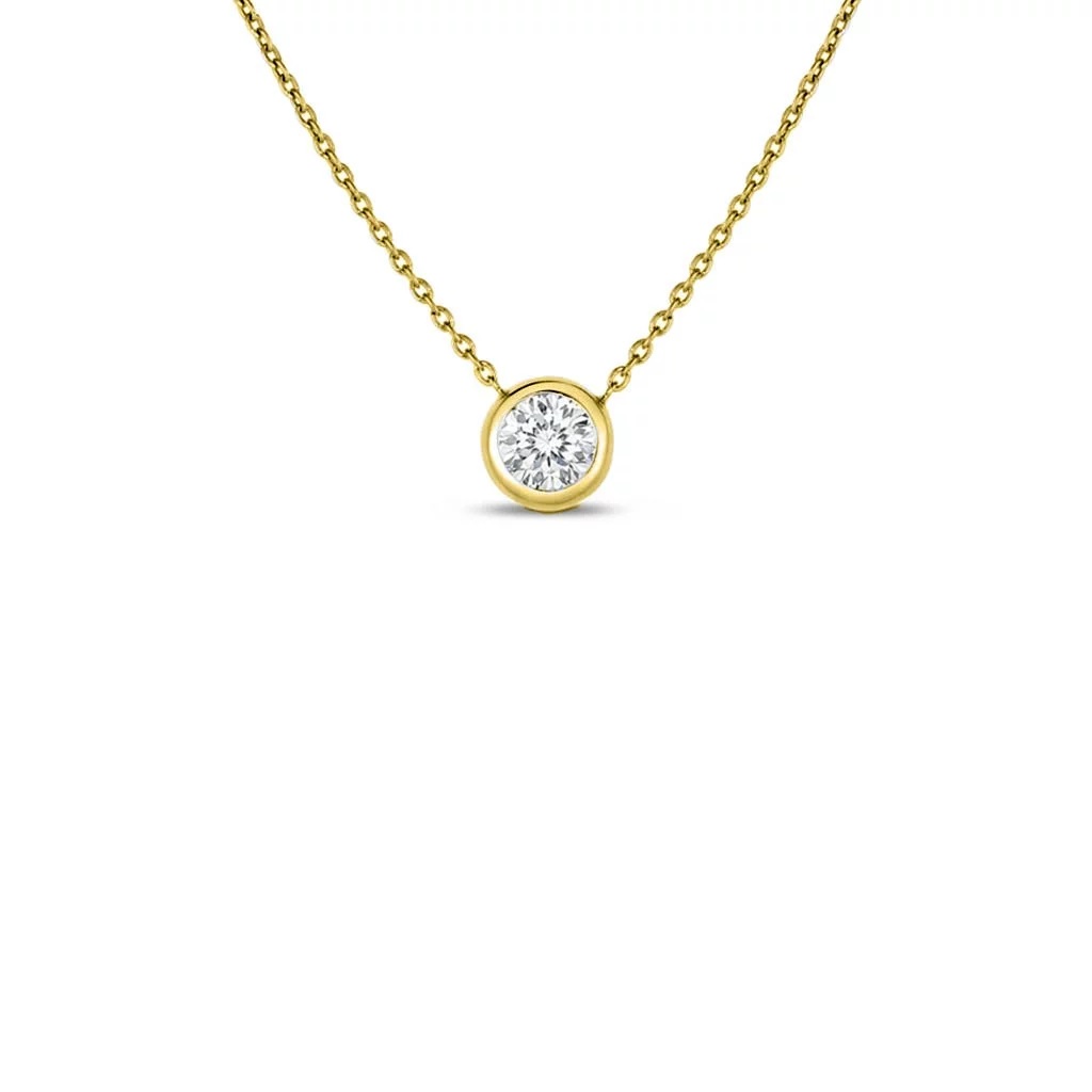 18kt Single Bezel Diamond Pendant Necklace